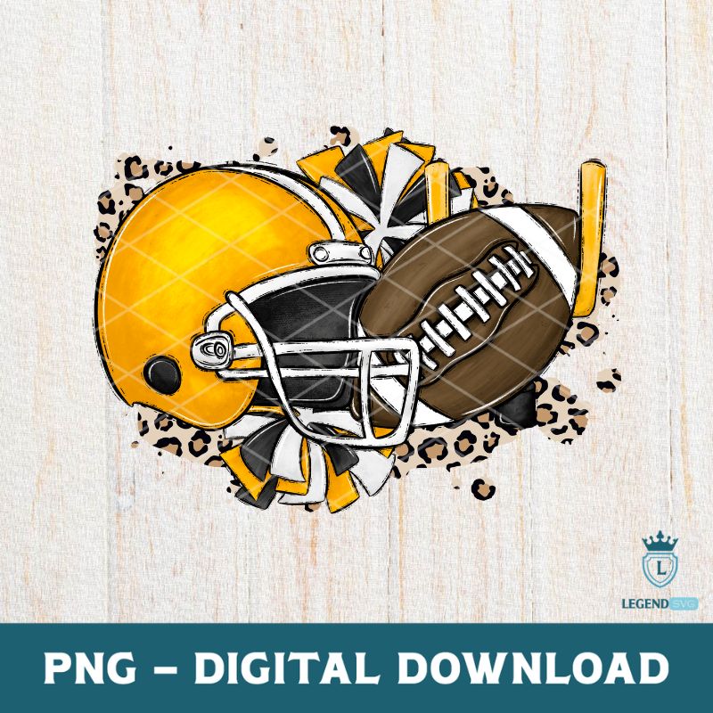 Yellow Football Helmet Cheer Leopard PNG