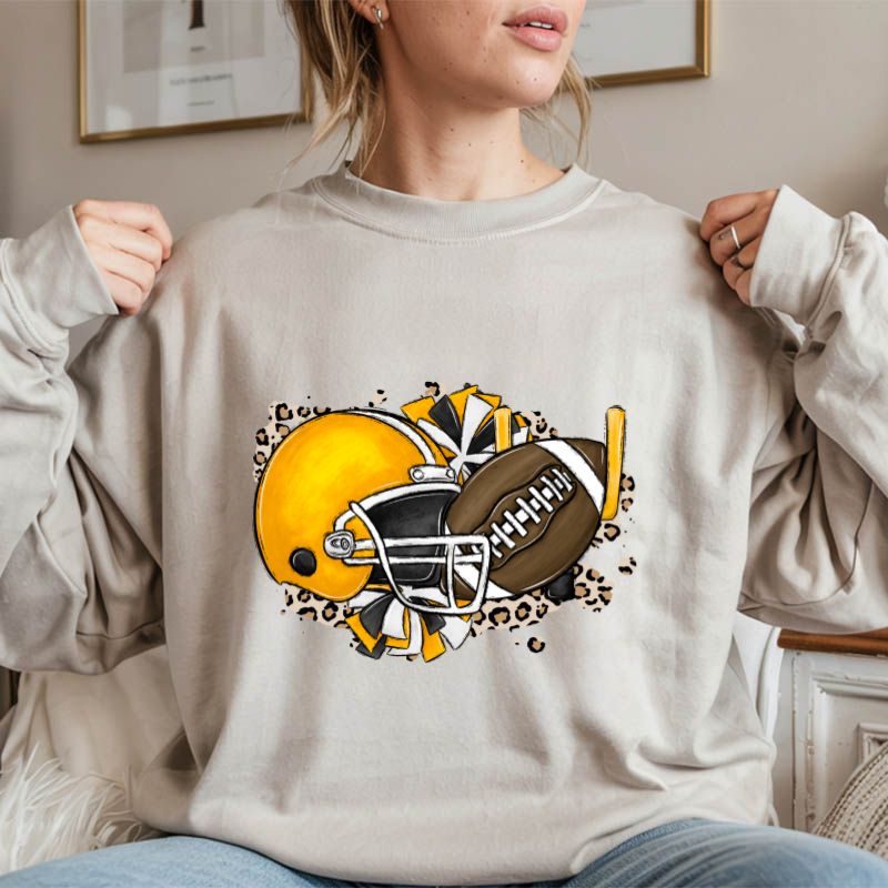 Yellow Football Helmet Cheer Leopard PNG
