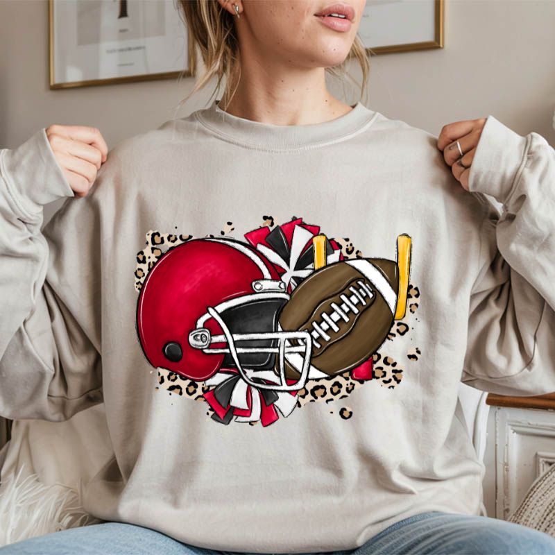 Red Football Helmet Cheer Leopard PNG