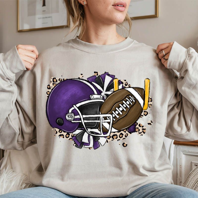 Purple Football Helmet Cheer Leopard PNG