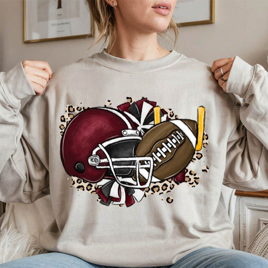 Maroon Football Helmet Cheer Leopard PNG