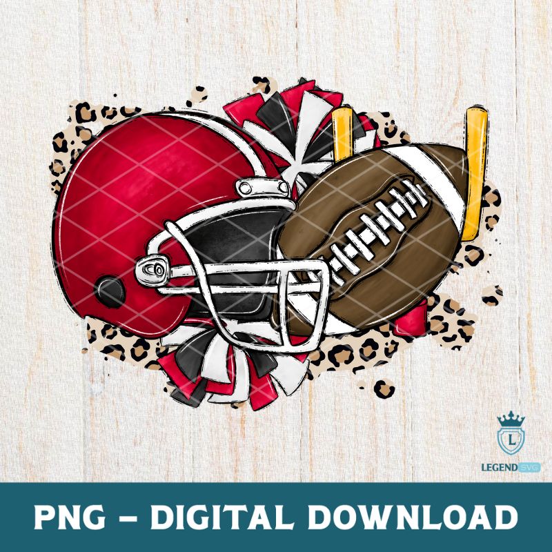 Red Football Helmet Cheer Leopard PNG