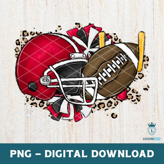 Red Football Helmet Cheer Leopard PNG