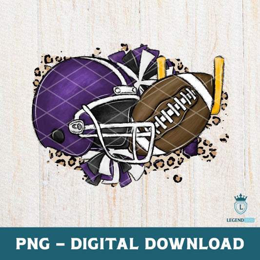 Purple Football Helmet Cheer Leopard PNG