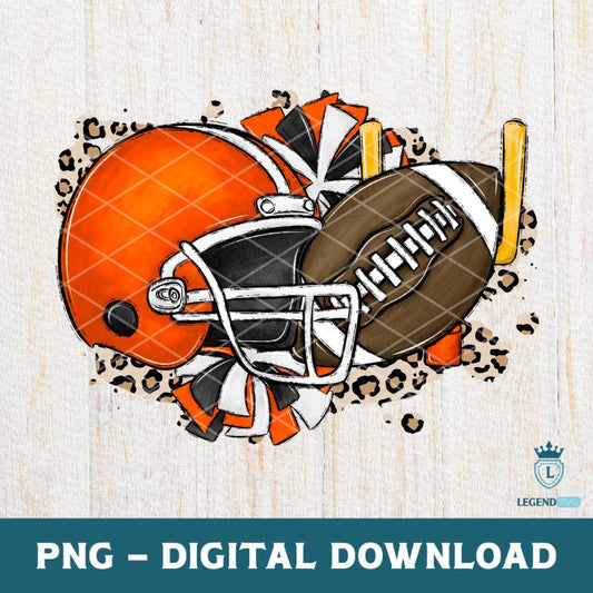 Orange Football Helmet Cheer Leopard PNG
