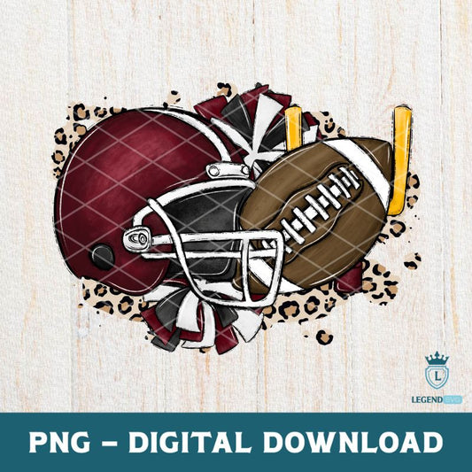 Maroon Football Helmet Cheer Leopard PNG